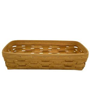 Longaberger Handwoven Oblong Rectangle Basket Bread Signed 2004 Planter